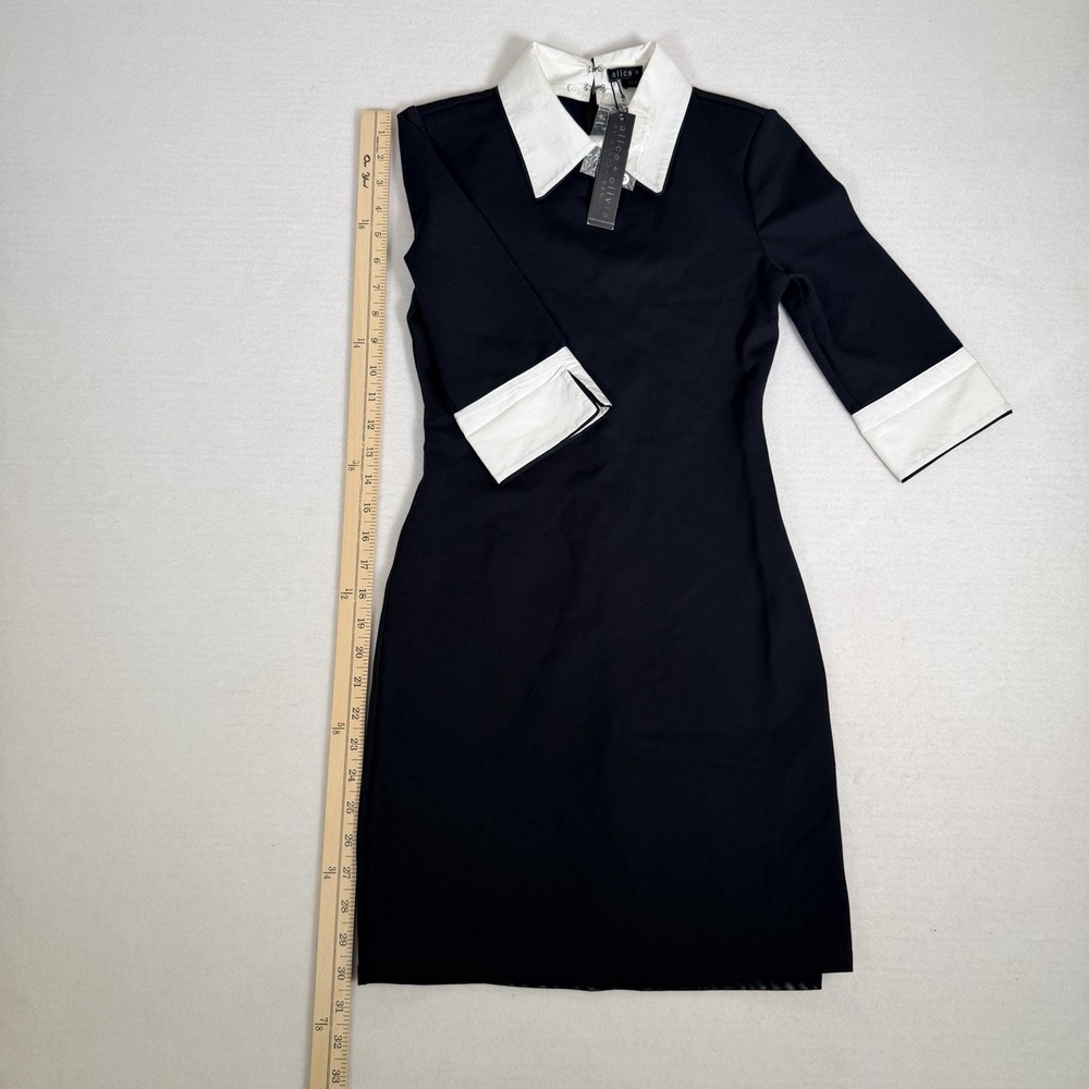 Alice + Olivia Black White Collar Sheath Dress Size 0 NWT ($330 retail) - Picture 7 of 13